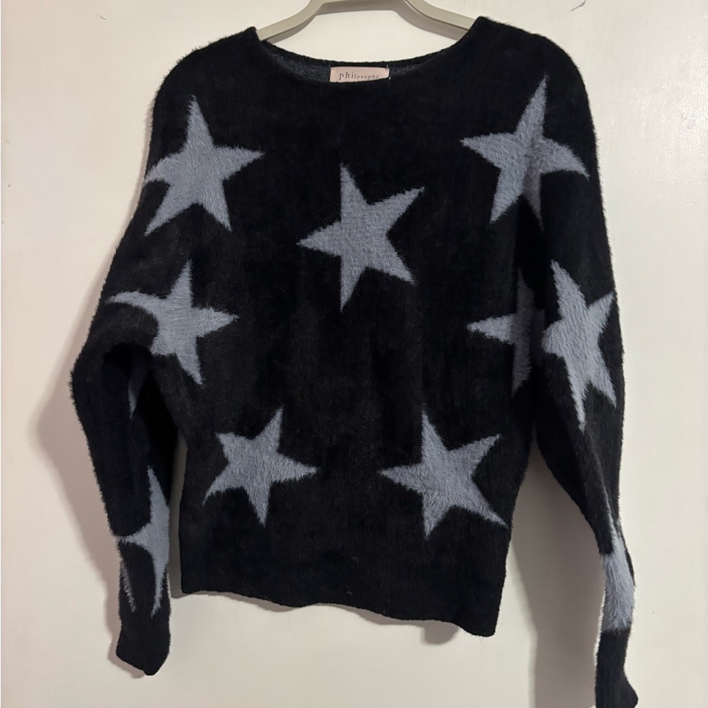 Philosophy Navy blue Sweater with Star Pattern